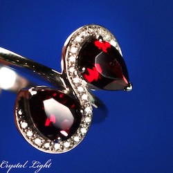 Gold Rings: White Gold Garnet & Diamond Ring