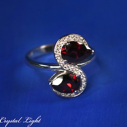 Gold Rings: White Gold Garnet & Diamond Ring