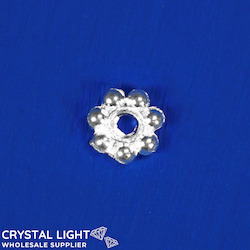 Spacer: White Silver Beaded Disc Spacer /5g