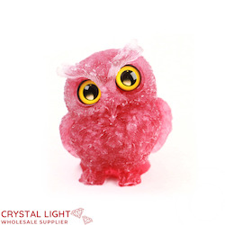 Animals: Resin Owl Small - Dyed Pink Quartz