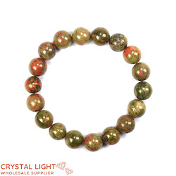 10mm Round Bead Bracelets: Unakite Bracelet 10mm