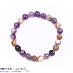 8-9mm Round Bead Bracelets: Chevron Amethyst Bracelet 8mm