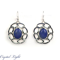 Sterling Silver Earrings: Lapis Lazuli Oval Chain Earrings