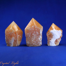 Cut Base Points: Orange Calcite Cut Base Point