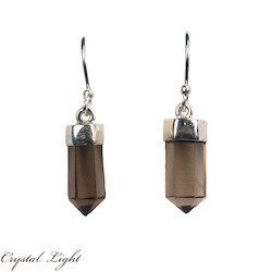 Sterling Silver Earrings: Smokey Quartz Point Earrings