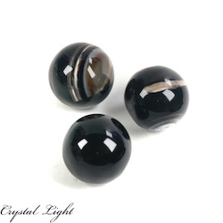 Spheres: Black Agate Sphere Lot /30mm