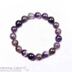 10mm Round Bead Bracelets: Chevron Amethyst Bracelet 10mm