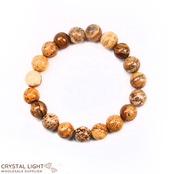 10mm Round Bead Bracelets: Picture Jasper Bracelet 10mm