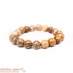 10mm Round Bead Bracelets: Picture Jasper Bracelet 10mm