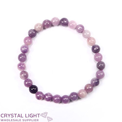 6-7mm Round Bead Bracelets: Lepidolite Bracelet 6mm