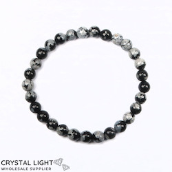 6-7mm Round Bead Bracelets: Snowflake Obsidian Bracelet 6mm