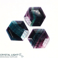 Other Shapes: Rainbow Fluorite Faceted Hexagon