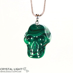 Sterling Silver Pendants: Malachite Skull Pendant