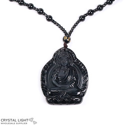 Necklaces: Black Obsidian Buddha Necklace