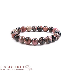 8-9mm Round Bead Bracelets: Rhodonite Bracelet 8mm