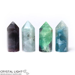 Polished Points By Quantity: Rainbow Fluorite Point Small