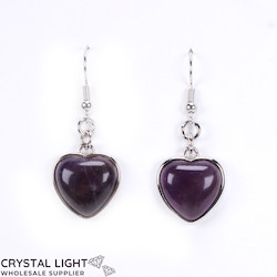 Non-Sterling Silver Earrings: Amethyst Framed Heart Earrings