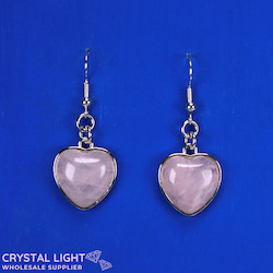 Non-Sterling Silver Earrings: Rose Quartz Framed Heart Earrings