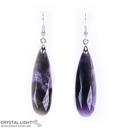 Non-Sterling Silver Earrings: Amethyst Faceted Drop Earrings