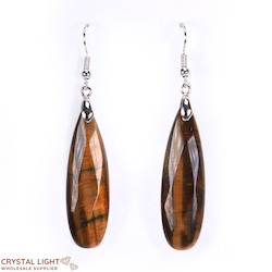 Non-Sterling Silver Earrings: Tigers Eye Faceted Drop Earrings