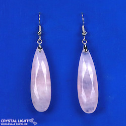 Non-Sterling Silver Earrings: Rose Quartz Faceted Drop Earrings