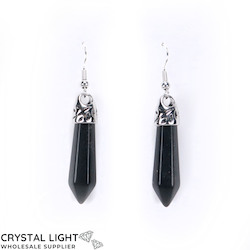 Non-Sterling Silver Earrings: Black Obsidian Point Earrings