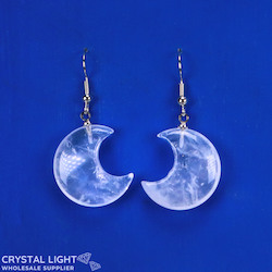 Non-Sterling Silver Earrings: Clear Quartz Moon Earrings