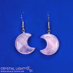 Non-Sterling Silver Earrings: Rose Quartz Moon Earrings