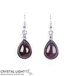 Non-Sterling Silver Earrings: Amethyst Framed Teardrop Earrings