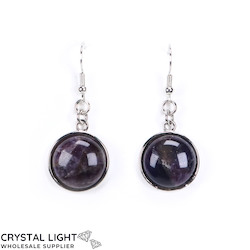 Non-Sterling Silver Earrings: Amethyst Framed Round Earrings