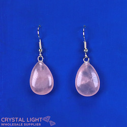 Non-Sterling Silver Earrings: Rose Quartz Teardrop Earrings