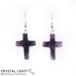 Non-Sterling Silver Earrings: Amethyst Cross Earrings