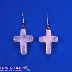 Non-Sterling Silver Earrings: Rose Quartz Cross Earrings