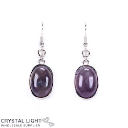 Non-Sterling Silver Earrings: Amethyst Framed Oval Earrings