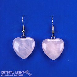 Non-Sterling Silver Earrings: Rose Quartz Heart Earrings