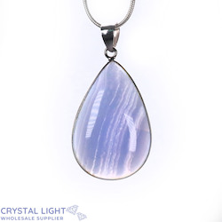 Sterling Silver Pendants: Blue Lace Agate Drop Pendant