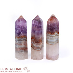 Polished Points By Quantity: Amethyst Agate Point (6 Sided)