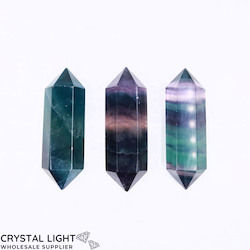 Double Terminated Polished Points: Rainbow Fluorite DT Short Point