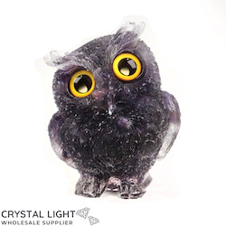 Animals: Resin Owl Large - Chevron Amethyst