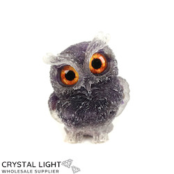 Animals: Resin Owl Small - Chevron Amethyst