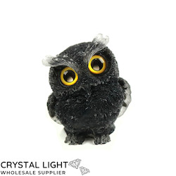 Animals: Resin Owl Small - Black Obsidian