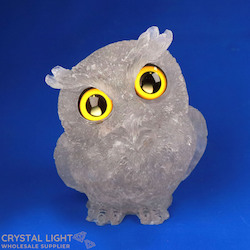 Animals: Resin Owl Large - Clear Quartz