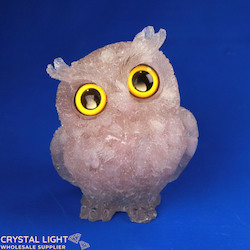 Animals: Resin Owl Large - Rose Quartz