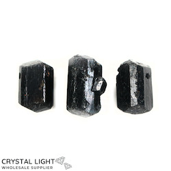 Raw Stone Pendants: Black Tourmaline Drilled Pendant