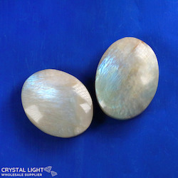 Soapstones & Palmstone Lots: Rainbow Moonstone Palmstone Lot