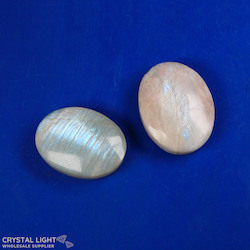 Soapstones & Palmstone Lots: Rainbow Moonstone Palmstone Lot