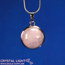 Miscellaneous Pendants: Rose Quartz Round Pendant with Frame