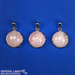 Miscellaneous Pendants: Rose Quartz Round Pendant with Frame