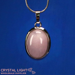 Miscellaneous Pendants: Rose Quartz Oval Pendant with Frame