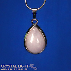 Miscellaneous Pendants: Rose Quartz Teardrop Pendant with Frame